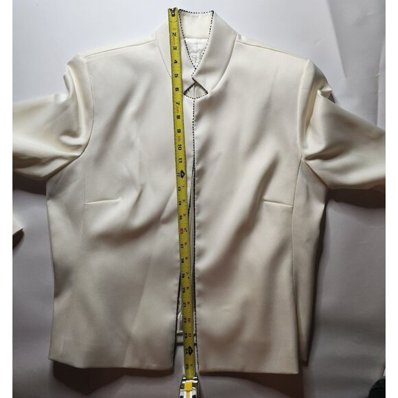 Sandra Darren Womens  Lined Cream Blazer Jacket With Contrast Trim Sz 12 Elegant - Picture 5 of 5